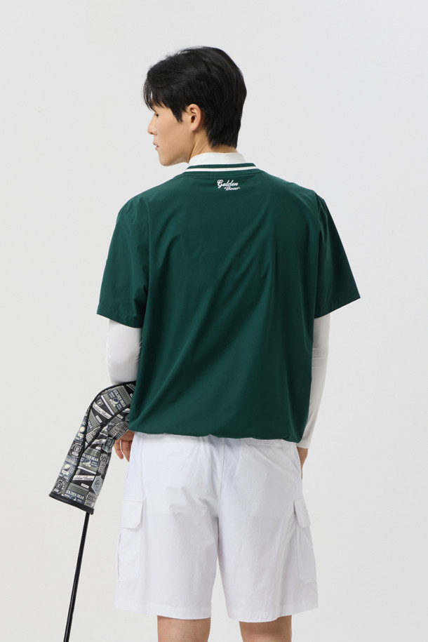 Golden Bear - 반팔티셔츠 - 1/2 Sleeves V Neck Woven Pullover