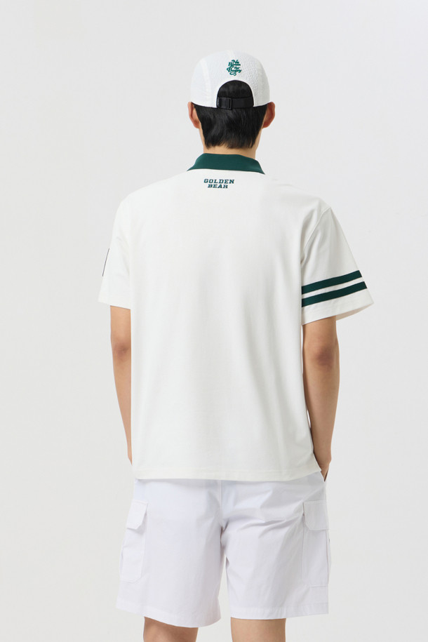 Golden Bear - 반팔티셔츠 - Contrast Color Lined Collar Shirt