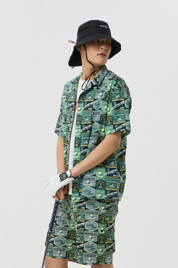 Golden Bear - 반팔셔츠 - (UNI) All-Over Printed Open Collar Shirts					 					 					