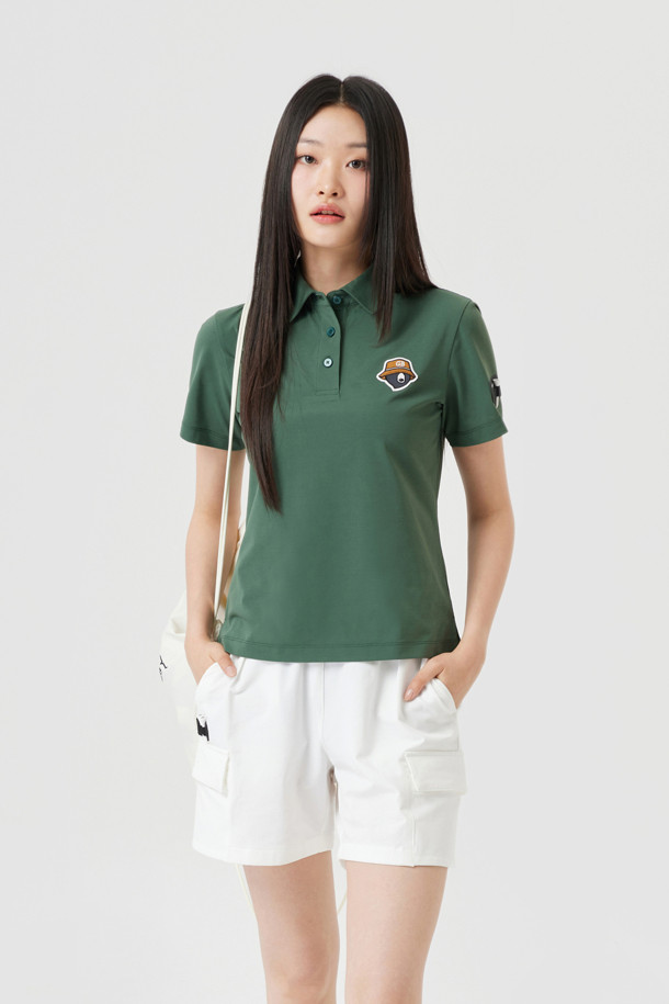 Golden Bear - 반팔티셔츠 - (UNI) Button Down Solid Collar T-shirt