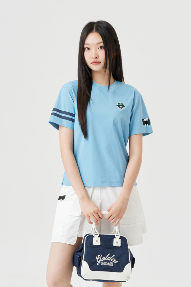 Golden Bear - 반팔티셔츠 - (UNI) Contrast Line Printed Crewneck T-shirt
