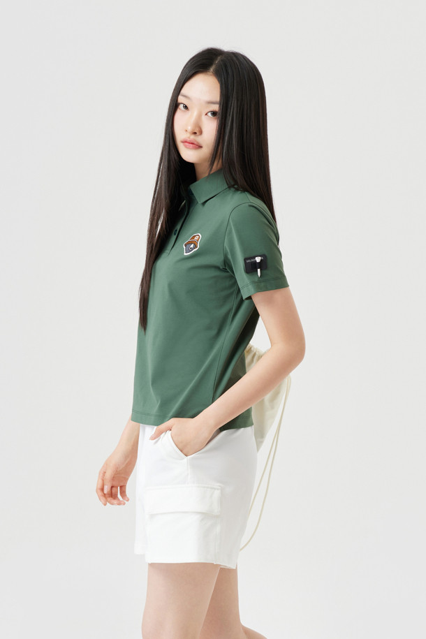 Golden Bear - 반팔티셔츠 - (UNI) Button Down Solid Collar T-shirt