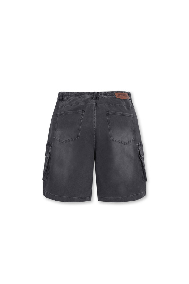 Golden Bear - 데님 - Black Denim Cargo Shorts					 					 					