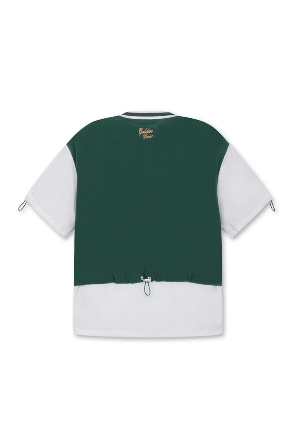 Golden Bear - 반소매 티셔츠 - (WOMEN) Woven Layered Short-Sleeve Round T-Shirt