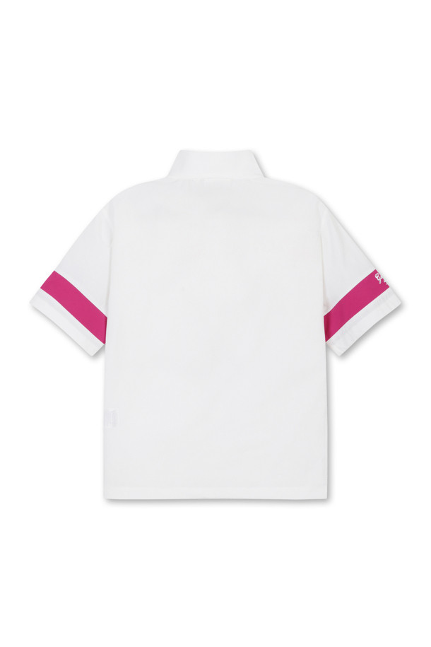 Golden Bear - 반소매 티셔츠 - (WOMEN) Border Panel Half-Zip Short-Sleeve T-Shirt