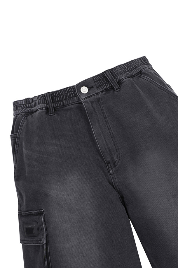 Golden Bear - 데님 - Black Denim Cargo Shorts					 					 					