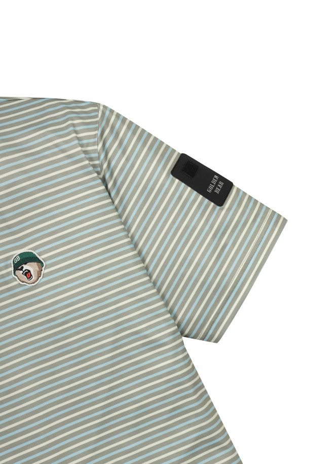 Golden Bear - 반팔티셔츠 - Printed Stripe Polo T-shirt