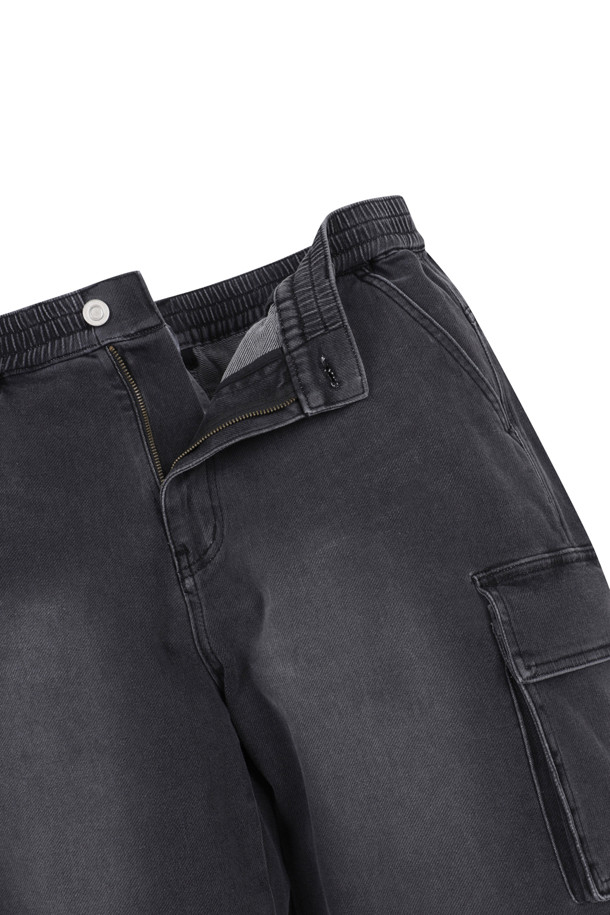 Golden Bear - 데님 - Black Denim Cargo Shorts					 					 					