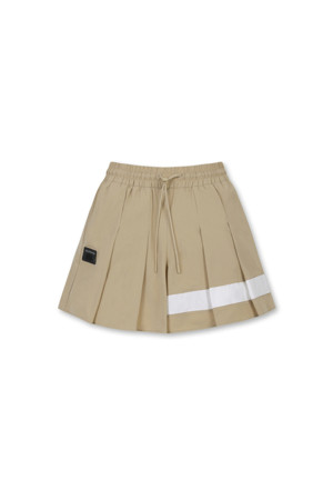 (WOMEN) Line Contrast Pleats Shorts