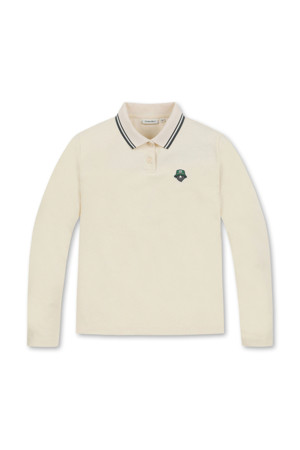 (W) Soft-Touch Pique Polo Collar LS T-shirt