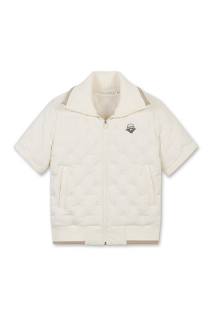(W) Rib Collar Short Sleeve Tube Down Jacket