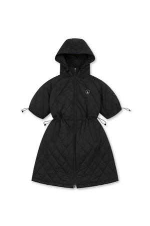 (W) Short Sleeve Quilted Dress_BLACK-a