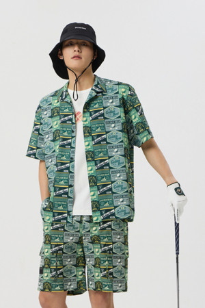 (UNI) All-Over Printed Open Collar Shirts					 					 					