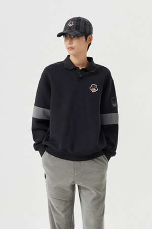 Border Line Sleeves Collar Sweatshirt