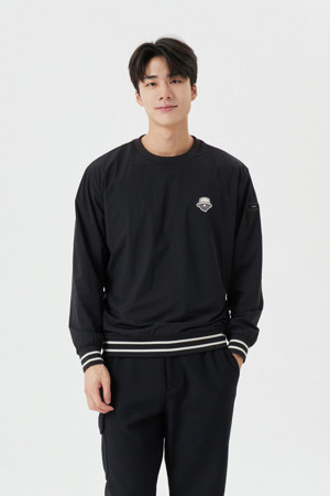 Fleece Lined Crewneck Woven Pullover