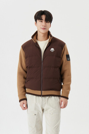 Knit Hybrid Down Jumper_BROWN-a