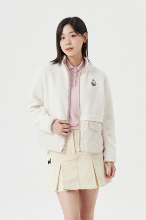 (W) Fleece Hybrid Quilted Jacket_IVORY-a