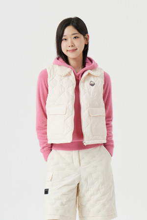 (W) Fleece Collar Quilted Vest