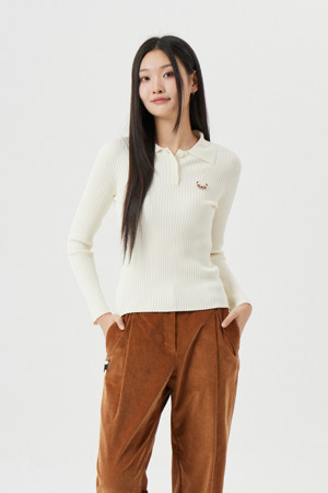 (W) Ribbed Collar Knit