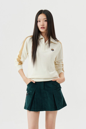 (W) Windproof Lining Half Zip Knit