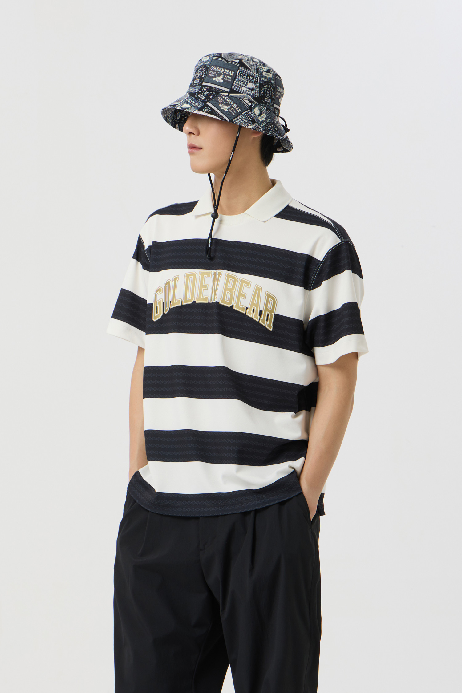 【GOLDEN BEAR】 (UNI) Bold Stripe Collar T-shirt /追跡付 UNI) Bold Stripe Collar T-Shirt_Golden Bear - 코오롱몰