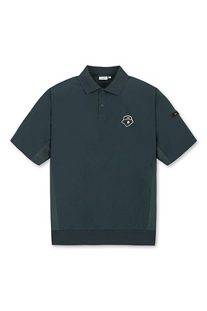 (M) Stretch Woven Mesh Hybrid Polo T-shirt