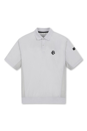 (M) Stretch Woven Mesh Hybrid Polo T-shirt_GREY-a