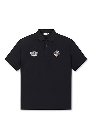 (M) Checker board patterned Logo Collar T-shirt