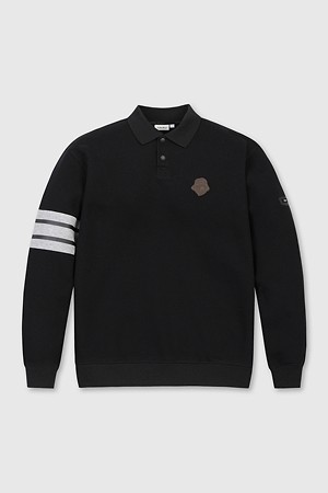 (남성) Border Line Sleeves Collar Sweatshirt_BLACK-a