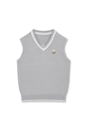 (M) V Neck Jacquard Logo Vest_GREY-a