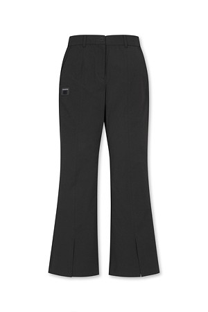 (W) Front Slit Twill Bootcut Pants_BLACK-a