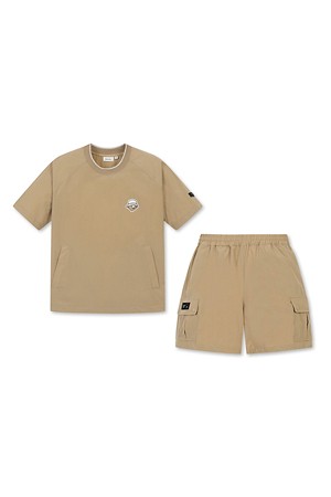 (W) Lightweight Woven Crewneck T-shirt Set Up