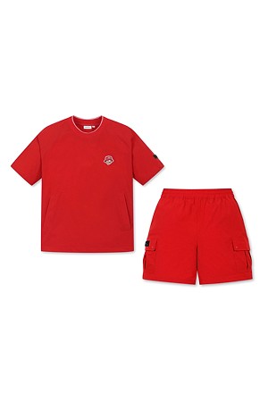 (W) Lightweight Woven Crewneck T-shirt Set Up