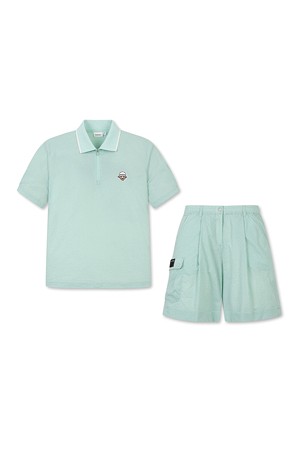 (W) Seersucker Collar T-shirt Set Up