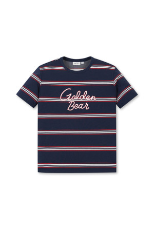 (W) Striped Pique Crew-neck T-shirt									_NAVY-a