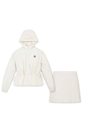 (W) Grid Peplum Hoody Jacket Set Up