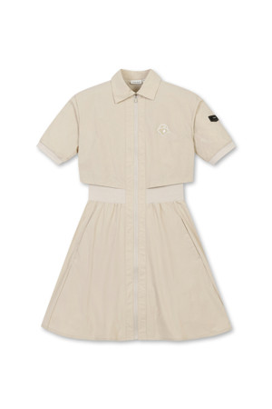 (W) Full-zip Collar Dress				 					 					_BEIGE-a
