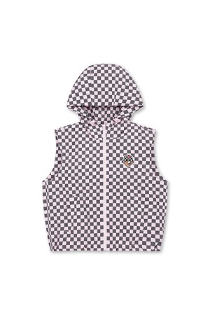 (W) Checker Boarder Hoody Vest (SET UP)