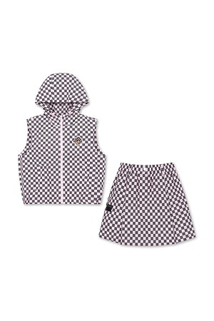 (W) Checker Boarder Hoody Vest Set Up