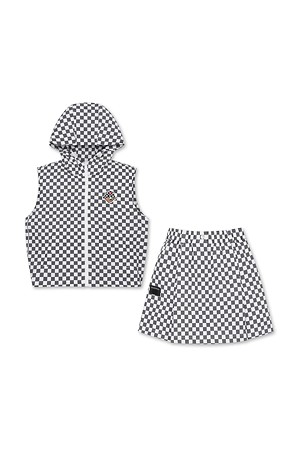 (W) Checker Boarder Hoody Vest Set Up