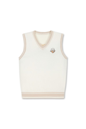 (W) V Neck Jacquard Logo Sweater			 					 					