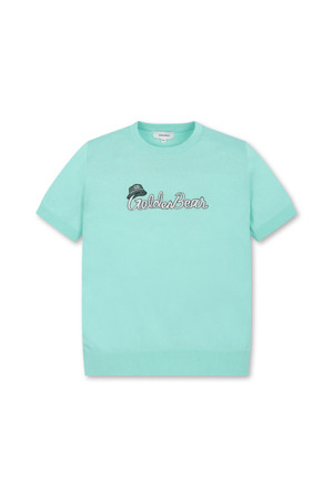 (W) Chest EMB S/S Sweater					 					 					_GREEN-a