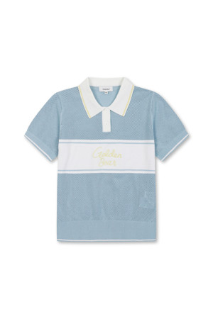 (W) Chest Border EMB Collar Sweater