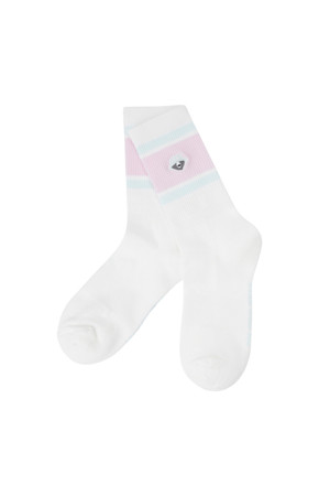 (W)Tri-Color Stripe Mid Socks				 					 					