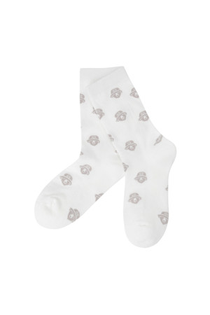 (W) Lettering Jaquard Knee Socks		