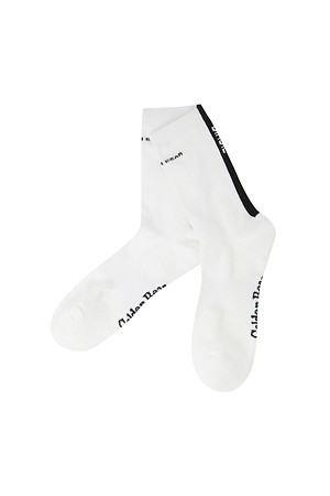 (M) Back line Color Lettering Mid Socks