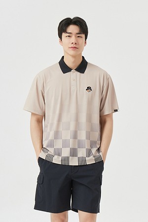 (M) Lightweight Printed Collar T-shirt