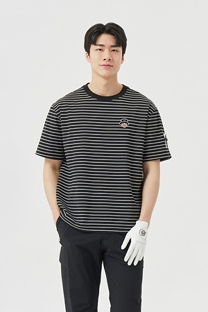 (M) Striped Crew-neck T-shirt 