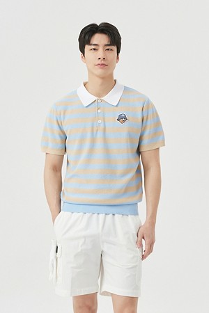 (M) Striped Collar Sweater					 					 					