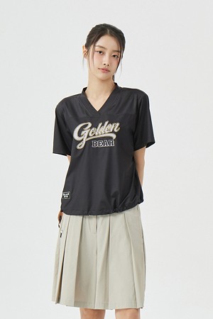 (W) Satin Short Shirt					 					 					_BLACK-a